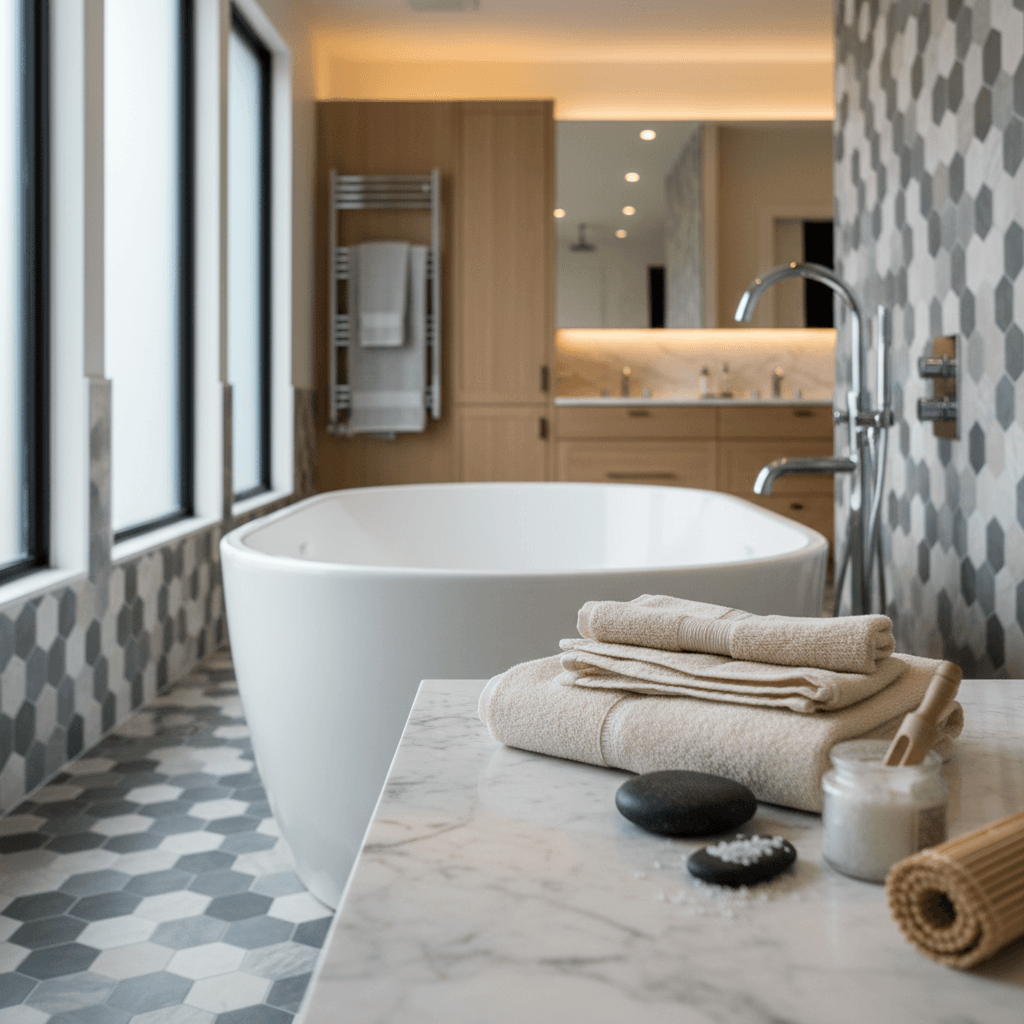 Bathroom renovation: relaxing spa-inspired design with quality fixtures and tiling