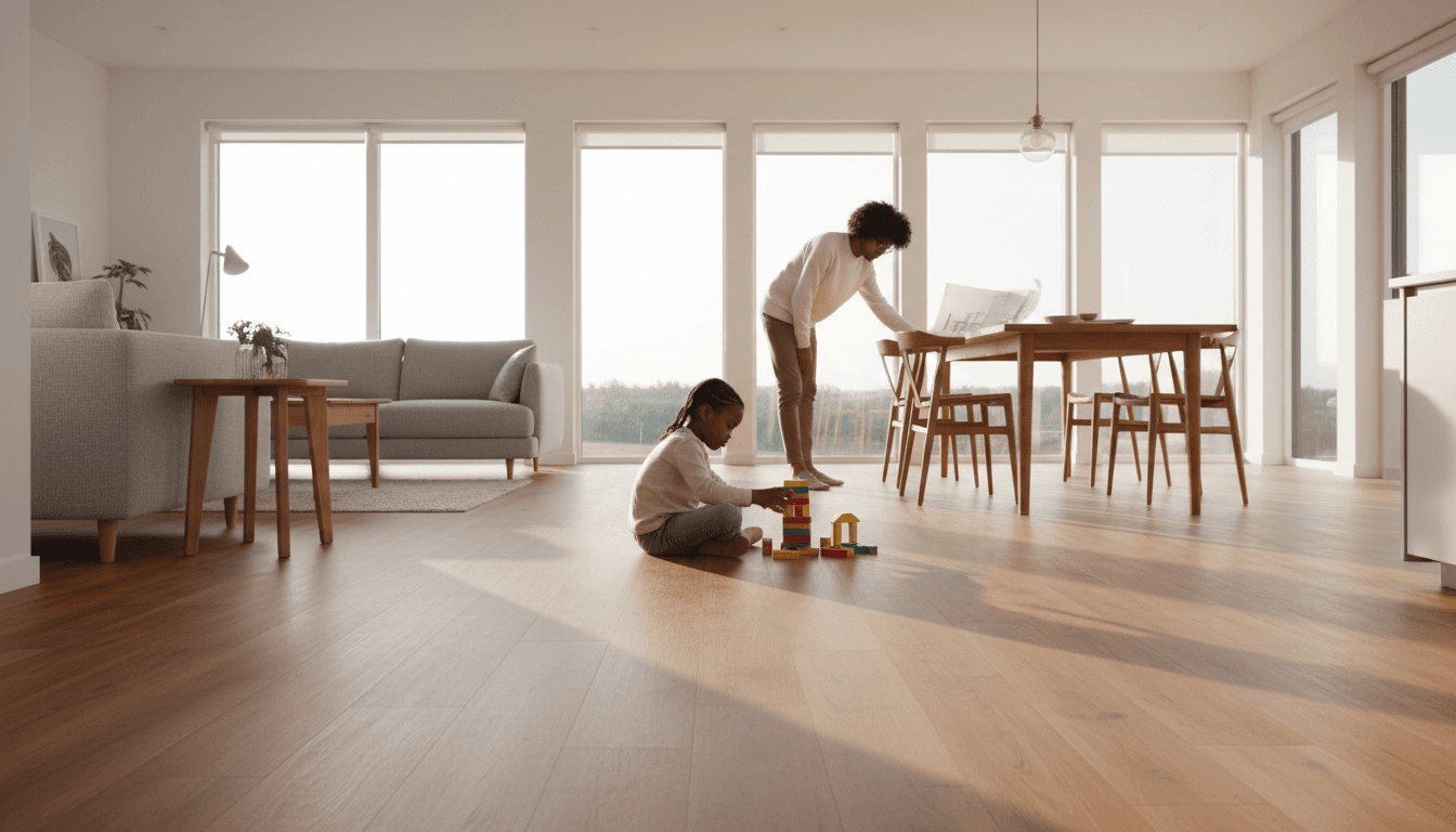 Flooring installation: durable tile that looks like natural wood throughout home