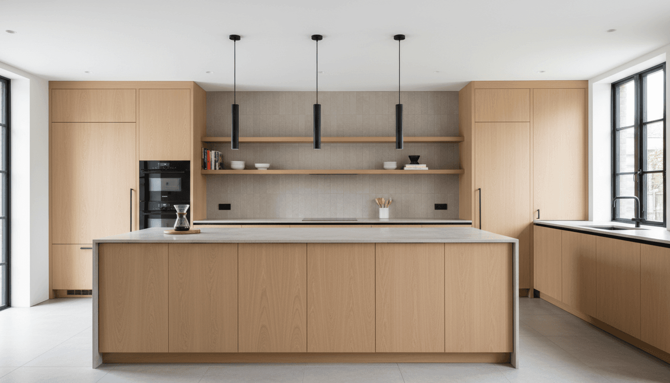Kitchen island with seating and custom cabinetry