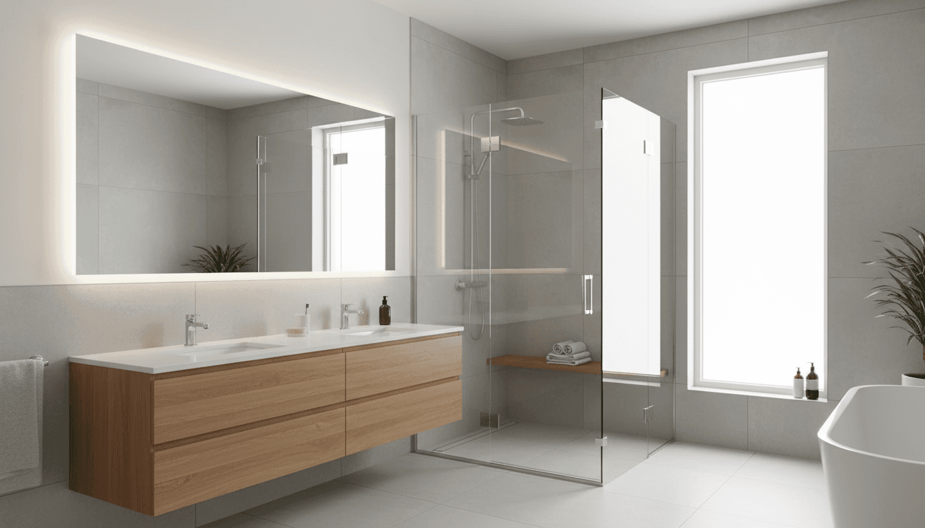 Luxury bathroom remodel with marble features and modern fixtures